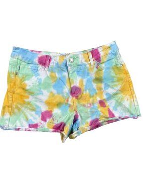 Judy Blue Woman's Tie-Dye Denim Shorts Large Multicolor Summer Casual Stretch